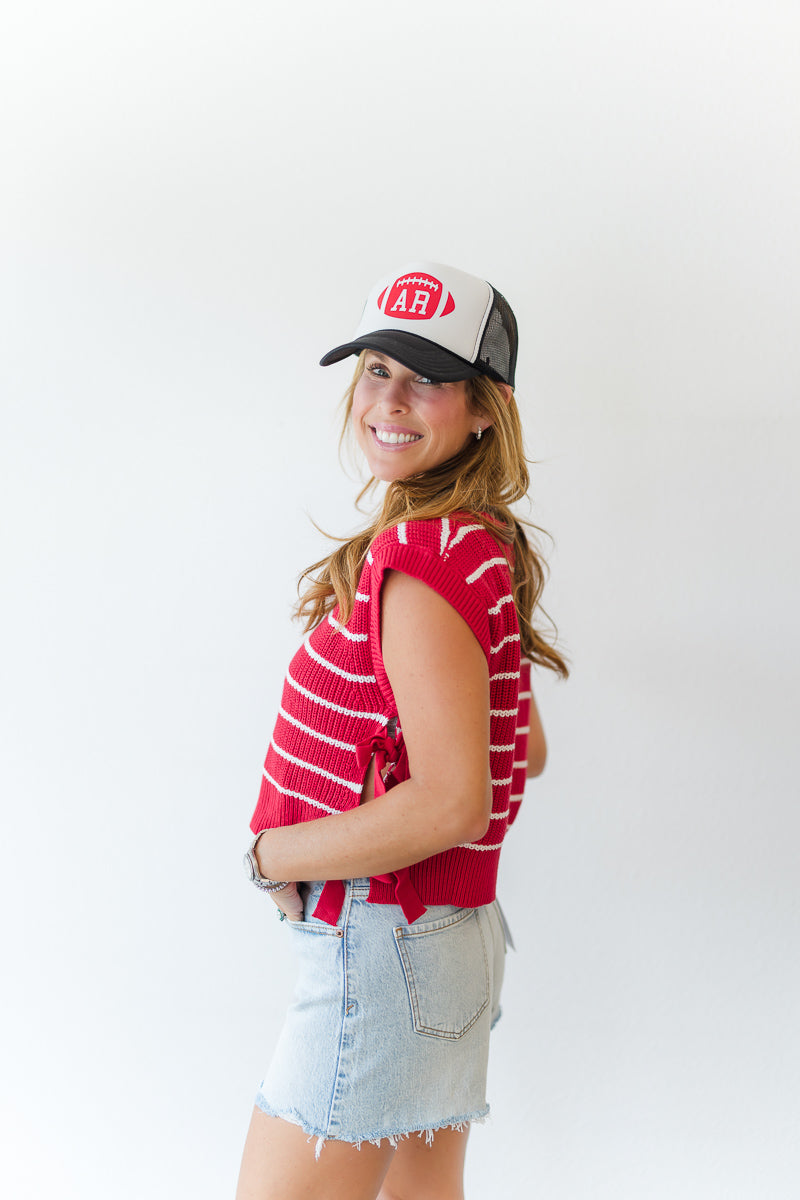 Side Tie Sweater Vest in Red