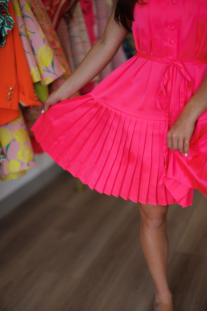 FINAL SALE Bella Dress in Neon Pink