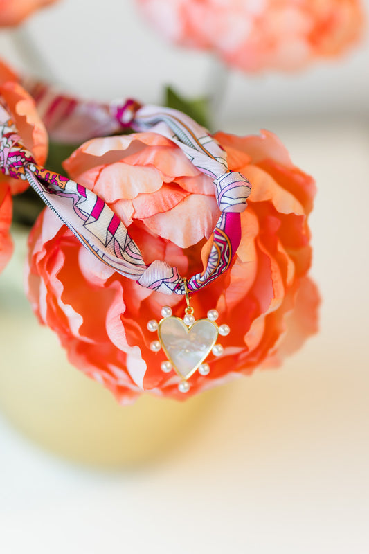 Barry Heart Bandana Scarf Necklace in Pink