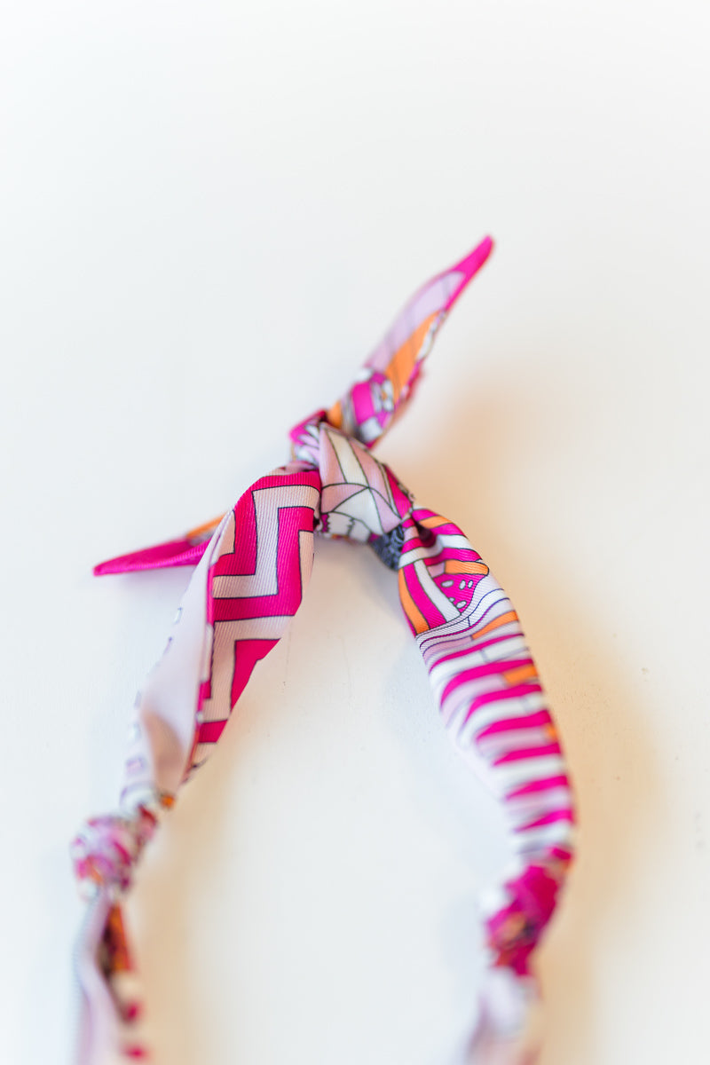 Barry Heart Bandana Scarf Necklace in Pink