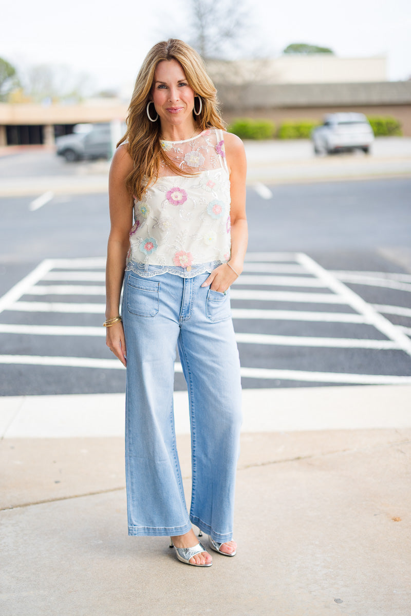 FINAL SALE Bello Top in Floral Tulle