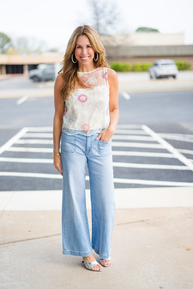 FINAL SALE Bello Top in Floral Tulle