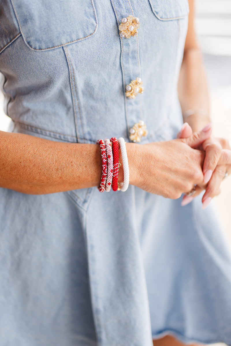 Jeweled Button Denim Dress