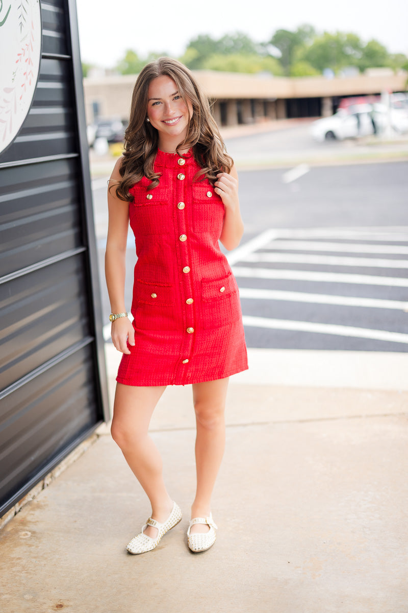 Tweed Dress in Red