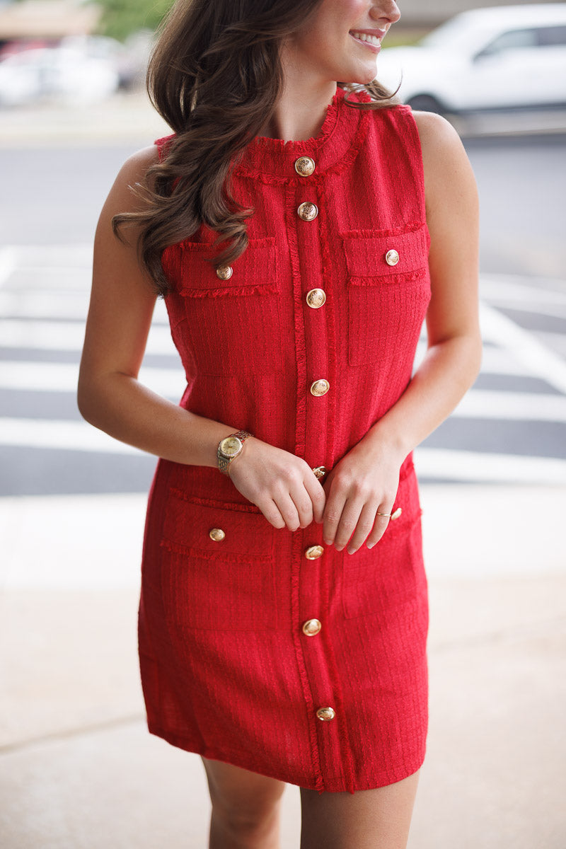 Tweed Dress in Red