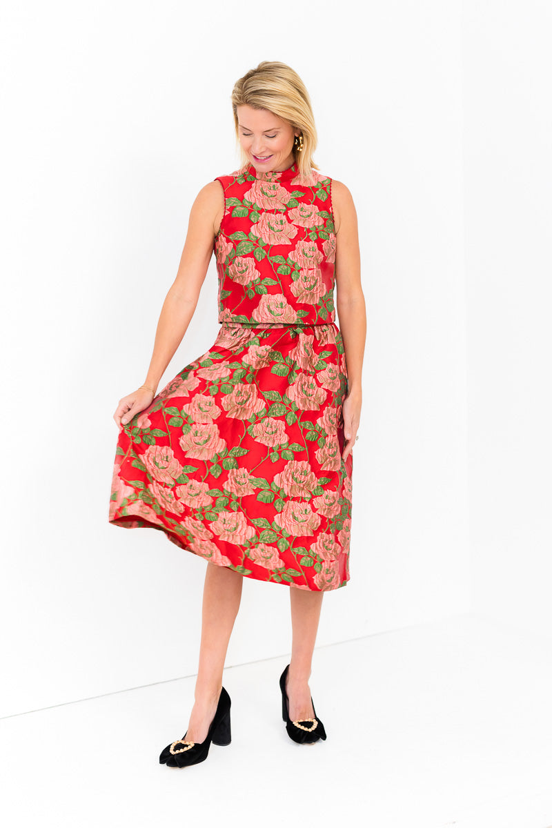 FINAL SALE Tricia Top in Red Rose