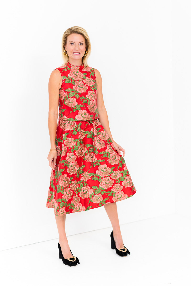 FINAL SALE Tricia Top in Red Rose