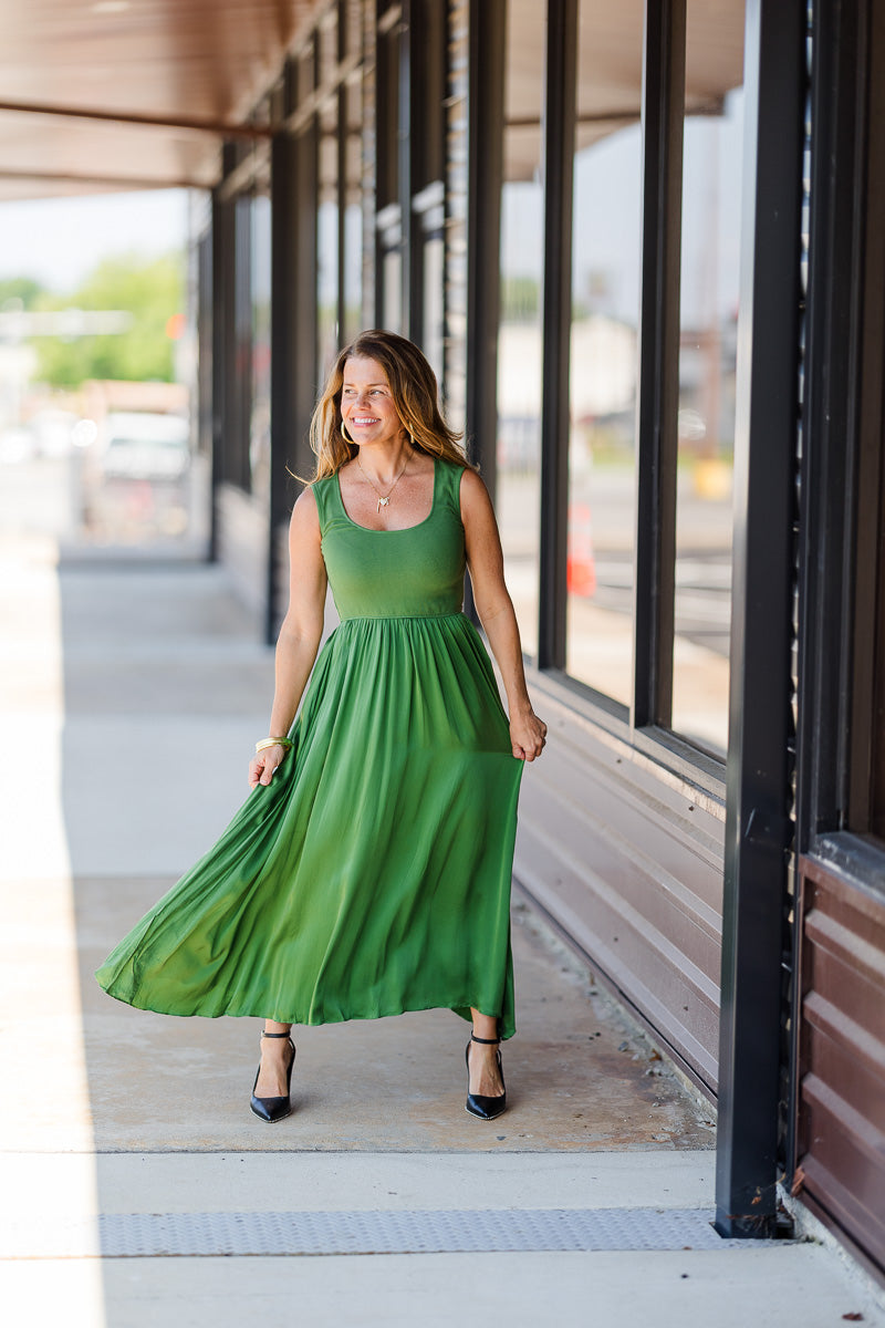 FINAL SALE Blythe Dress in Evergreen