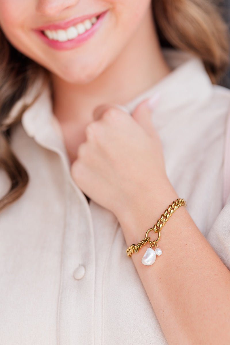 Pearl Charm Chain Bracelet