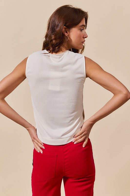 Ribbon & Football Game Day Sleeveless Top