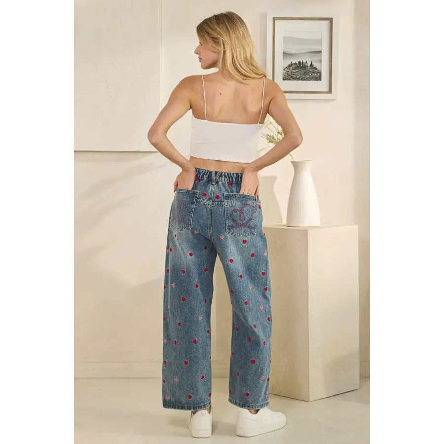 Heart Embroidered Jeans
