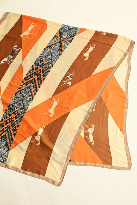 Jodi Orange/Brown Horse Scarf