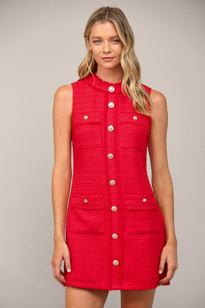 Tweed Dress in Red