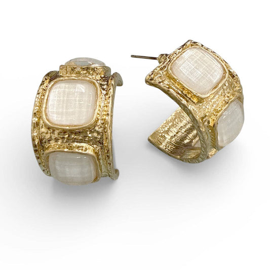 Palazzo Stone Hoops Cream