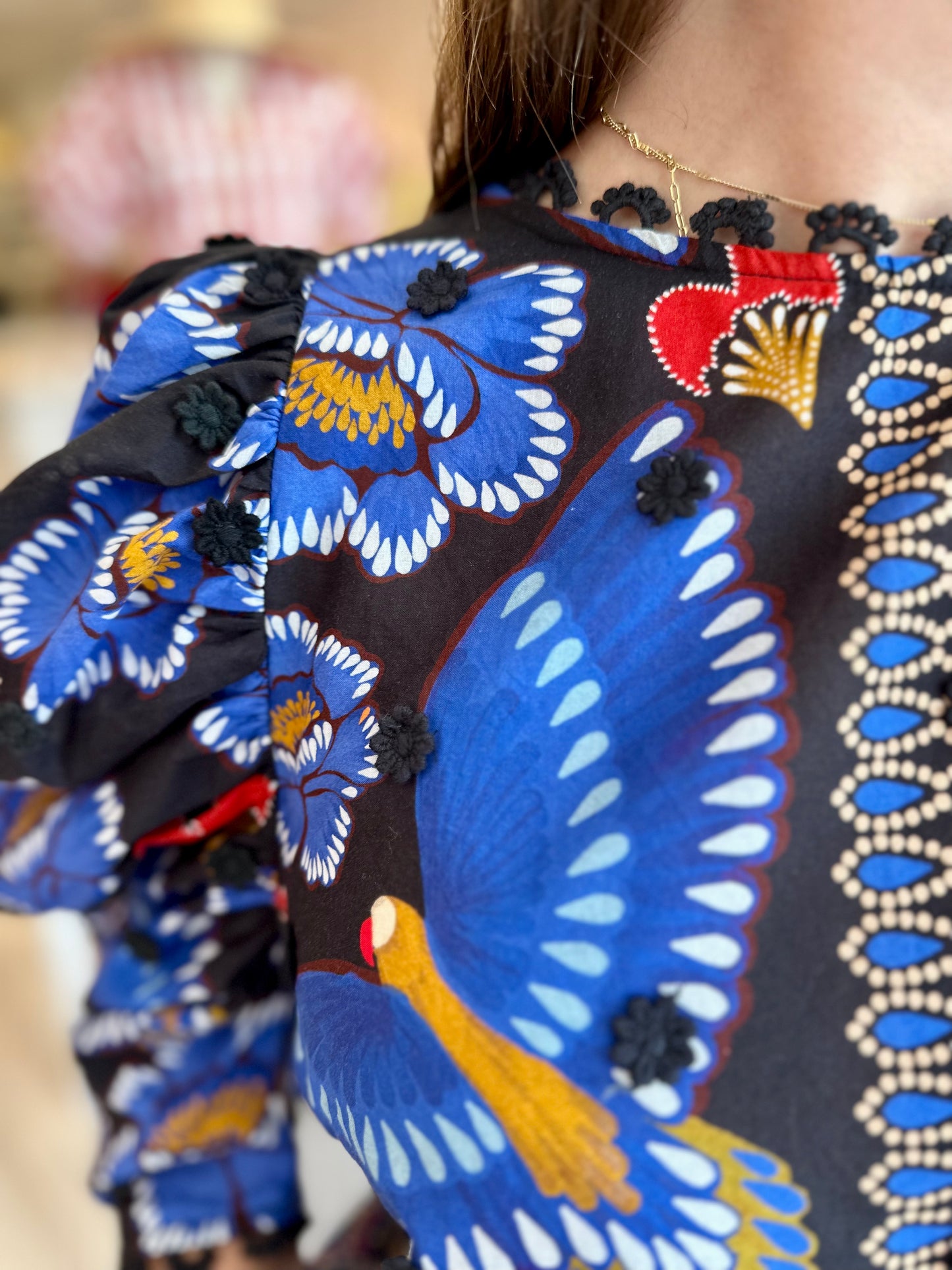 Anika Sparkle Black Short Sleeve Blouse