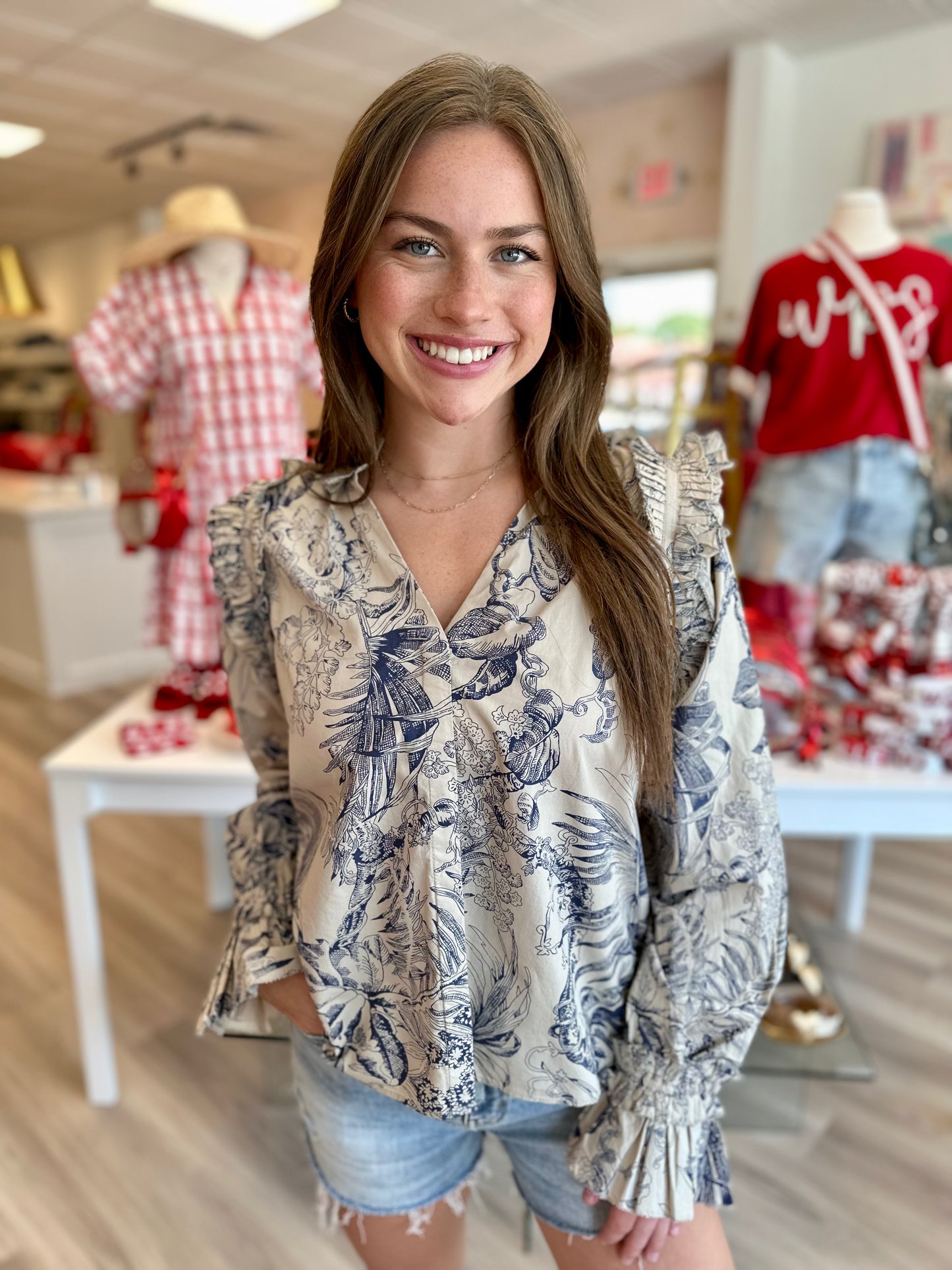 Ruffle Top in Yaffe Ecru