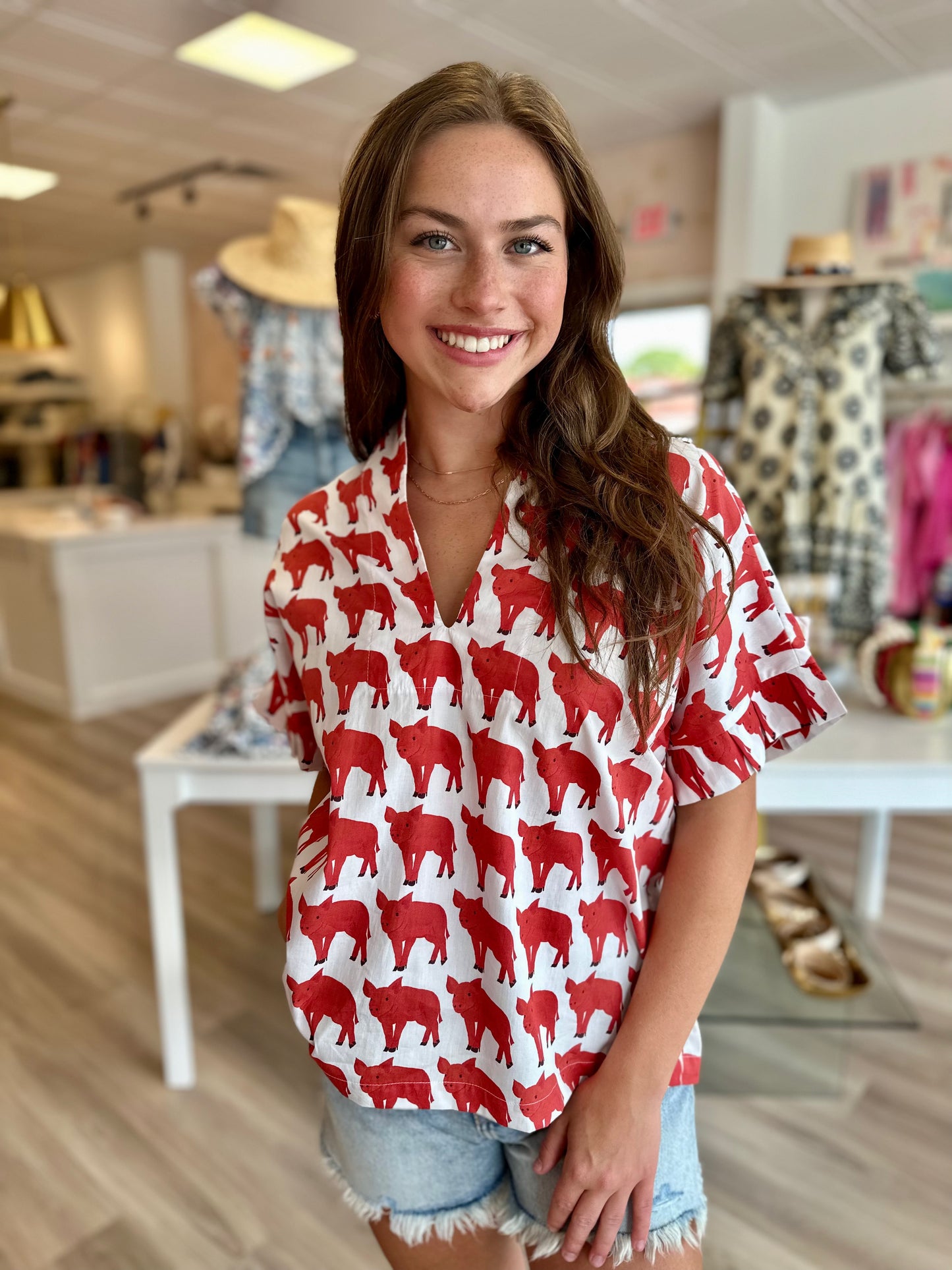 Kimono Pleated Top in Pigs
