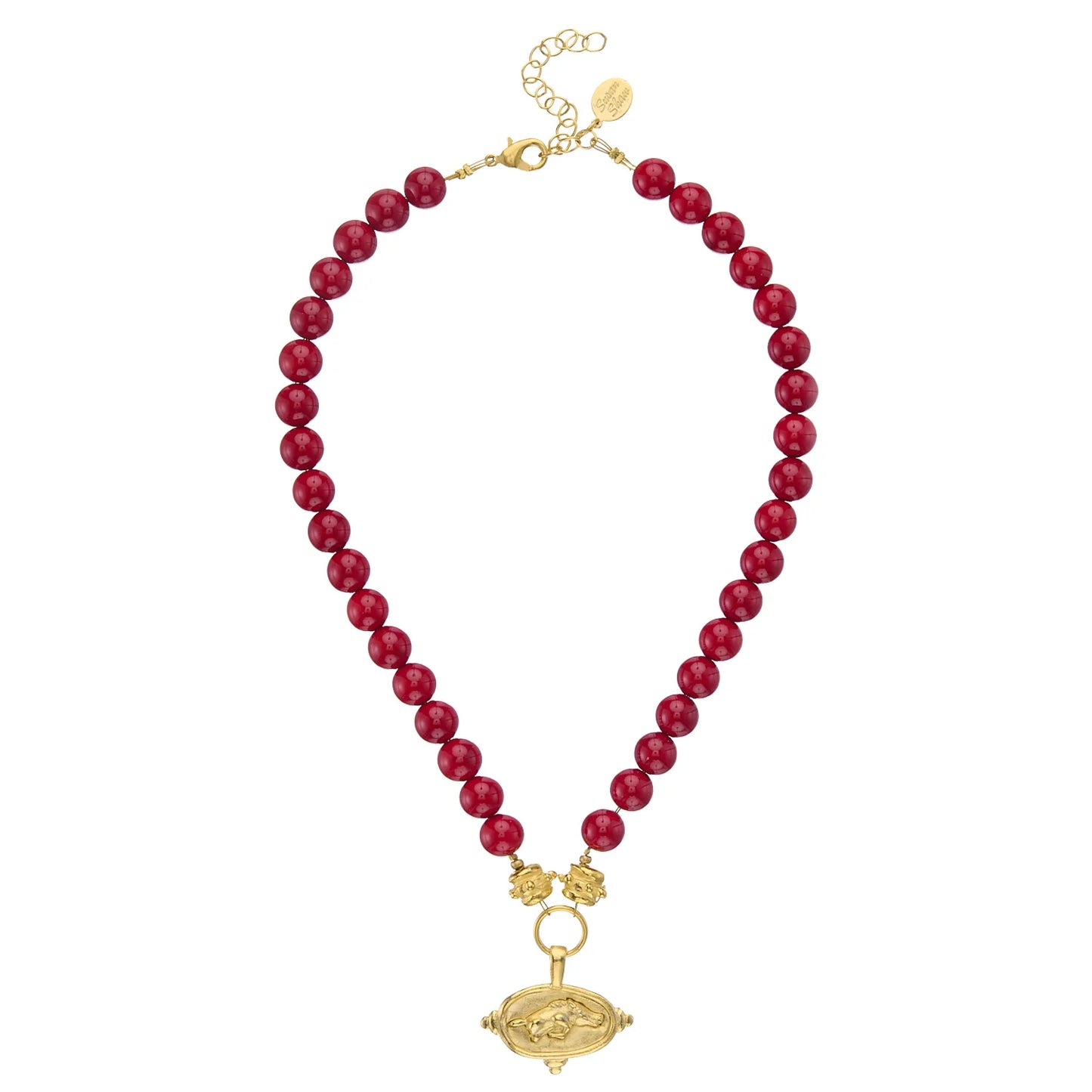 Wild Boar Intaglio Red Necklace