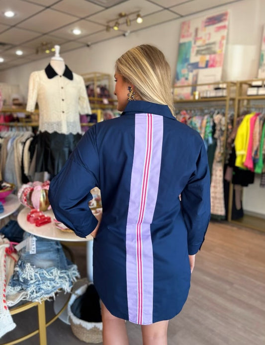 Preppy Dress in Back Stripe Navy