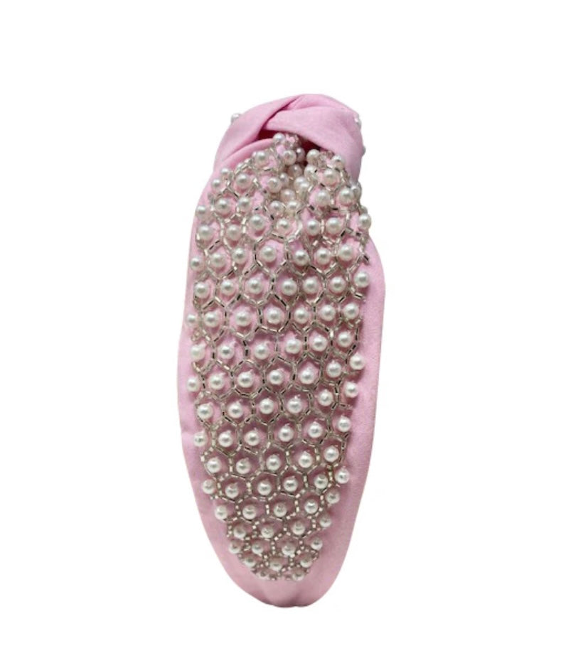 Pink w/Pearls Headband