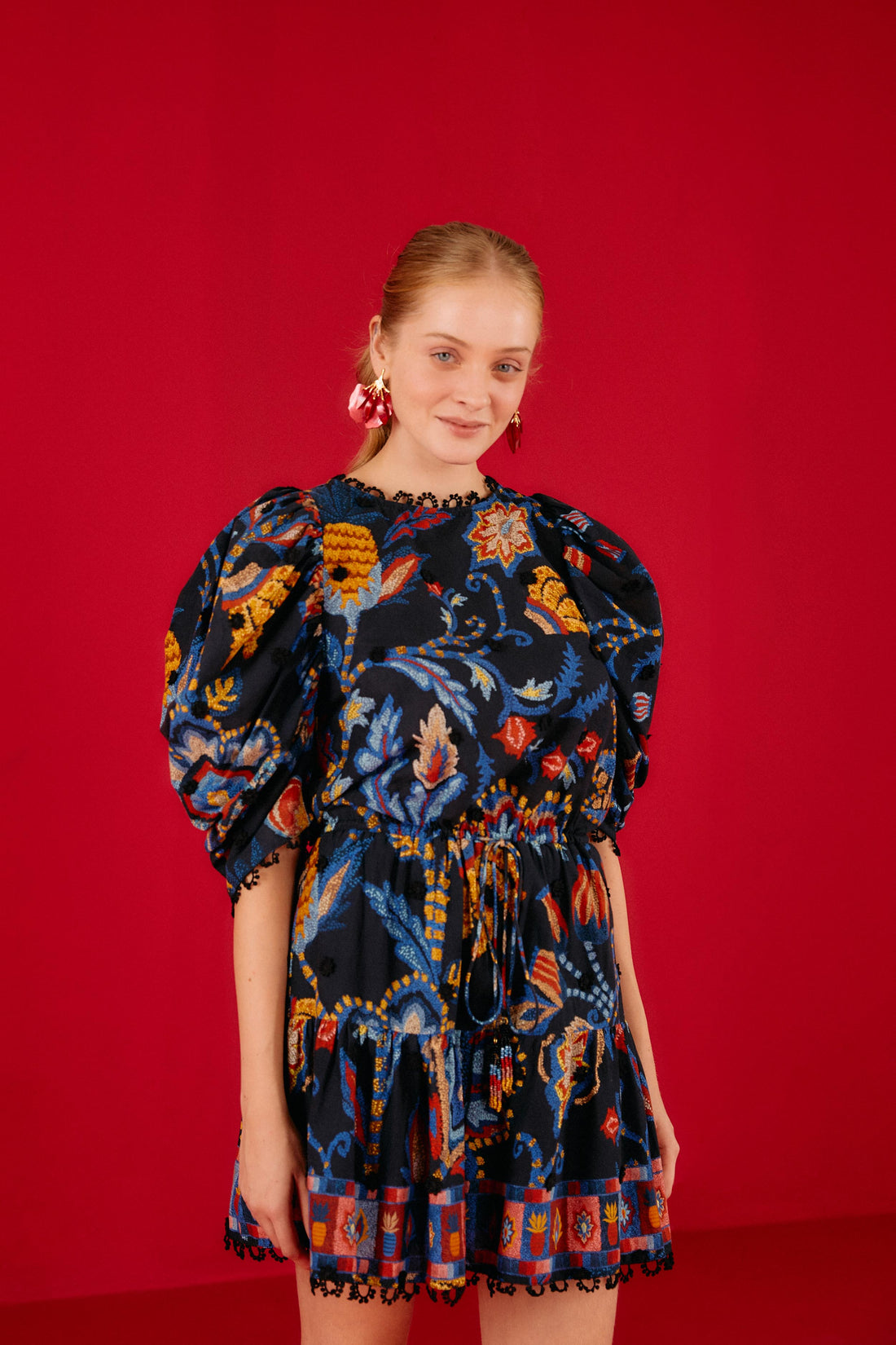 Sunset Tapestry Black Mini Dress
