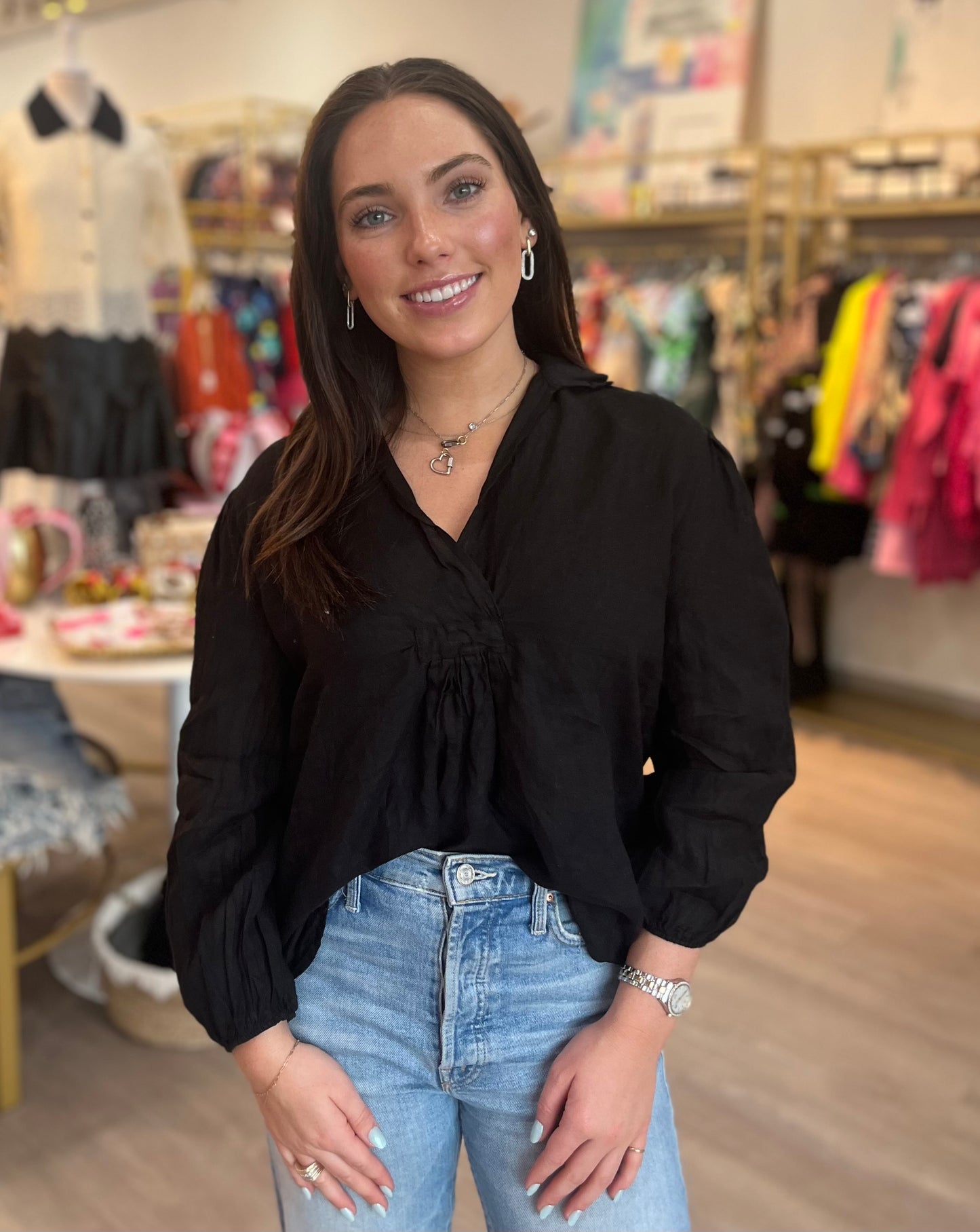 Forever Top in Black Linen