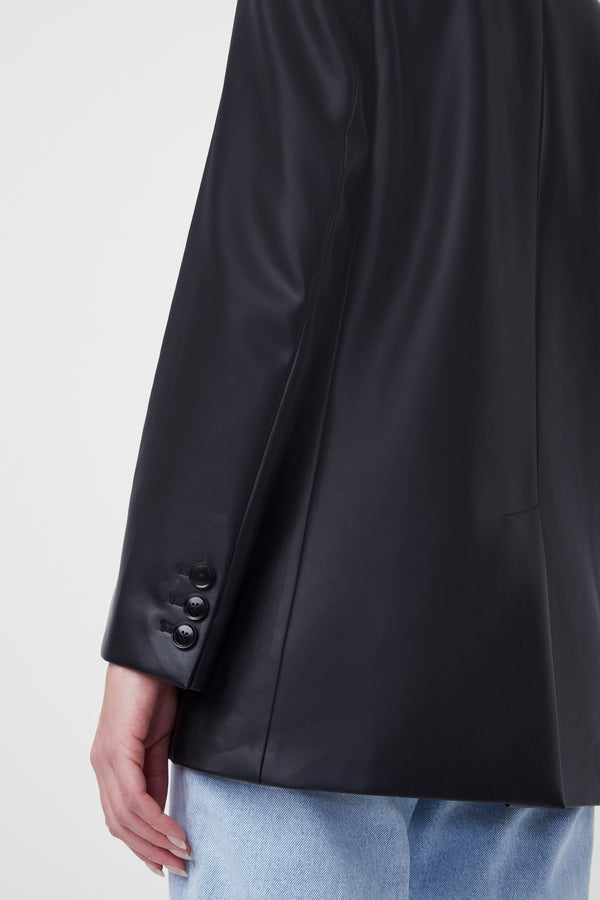 Crolenda Vegan Leather Blazer in Black