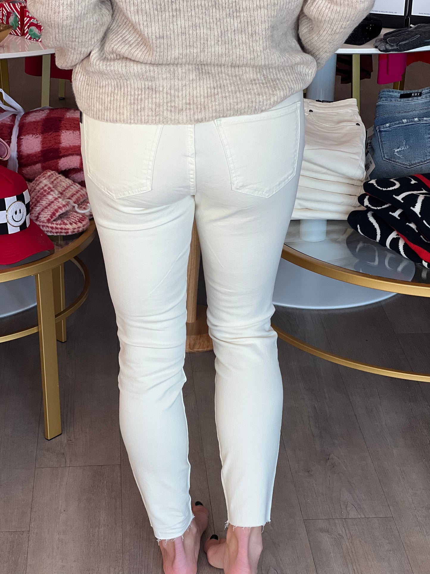 Connie High Rise Ankle in Cream