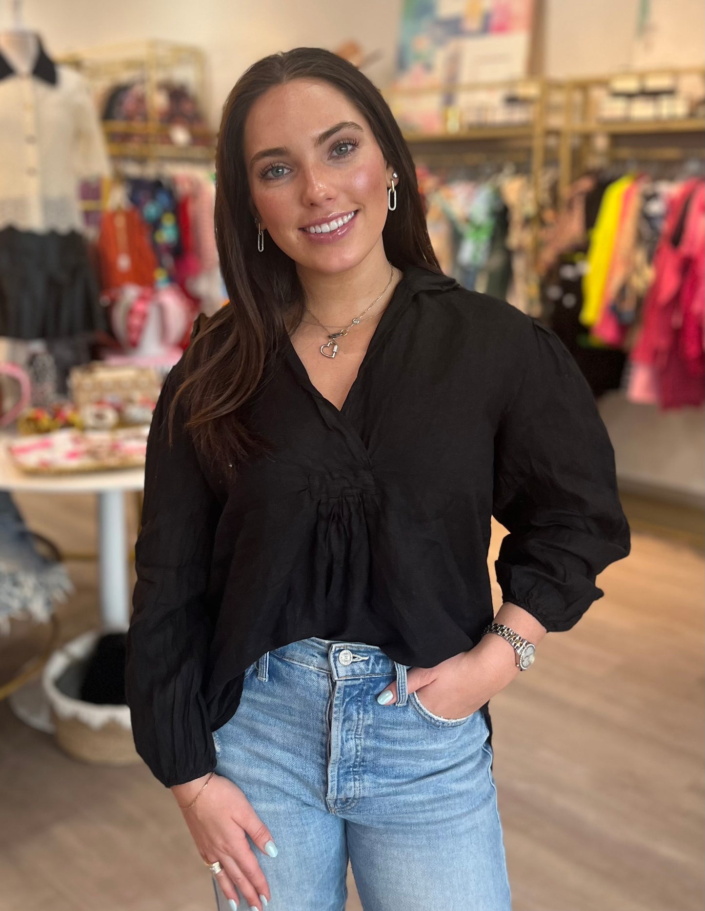 Forever Top in Black Linen