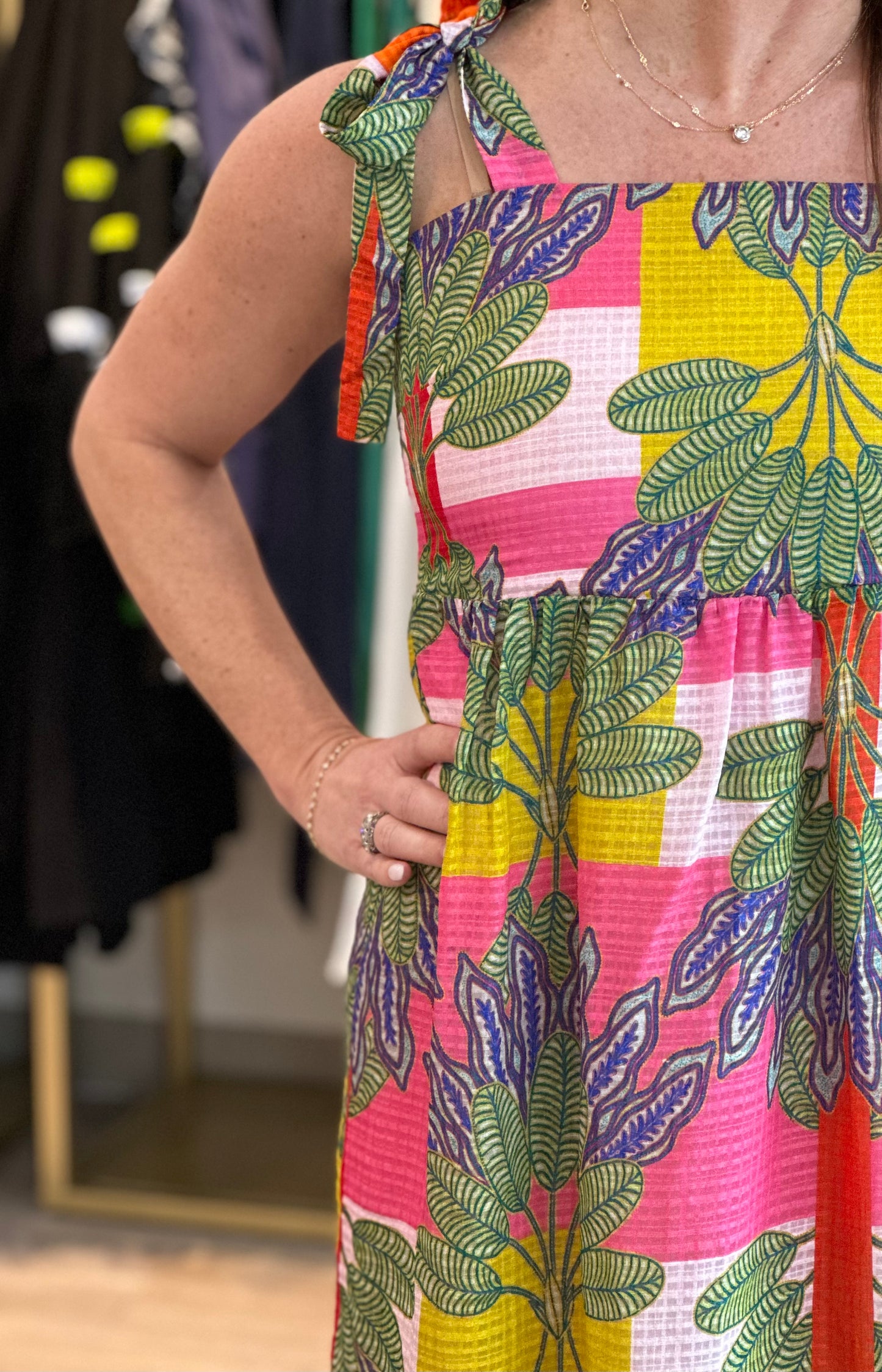 Abby Maxi in Palm Plaid