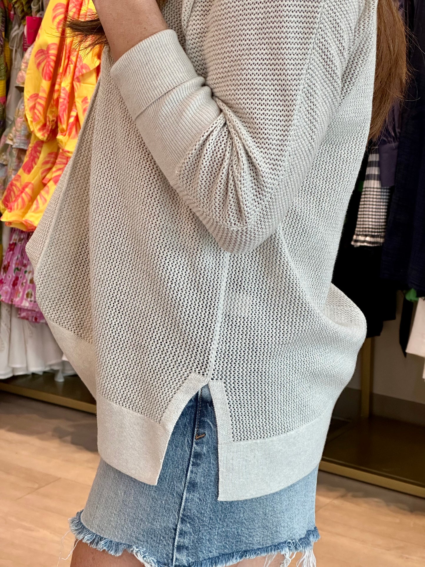 Summer V Neck Sweater in Oatmeal