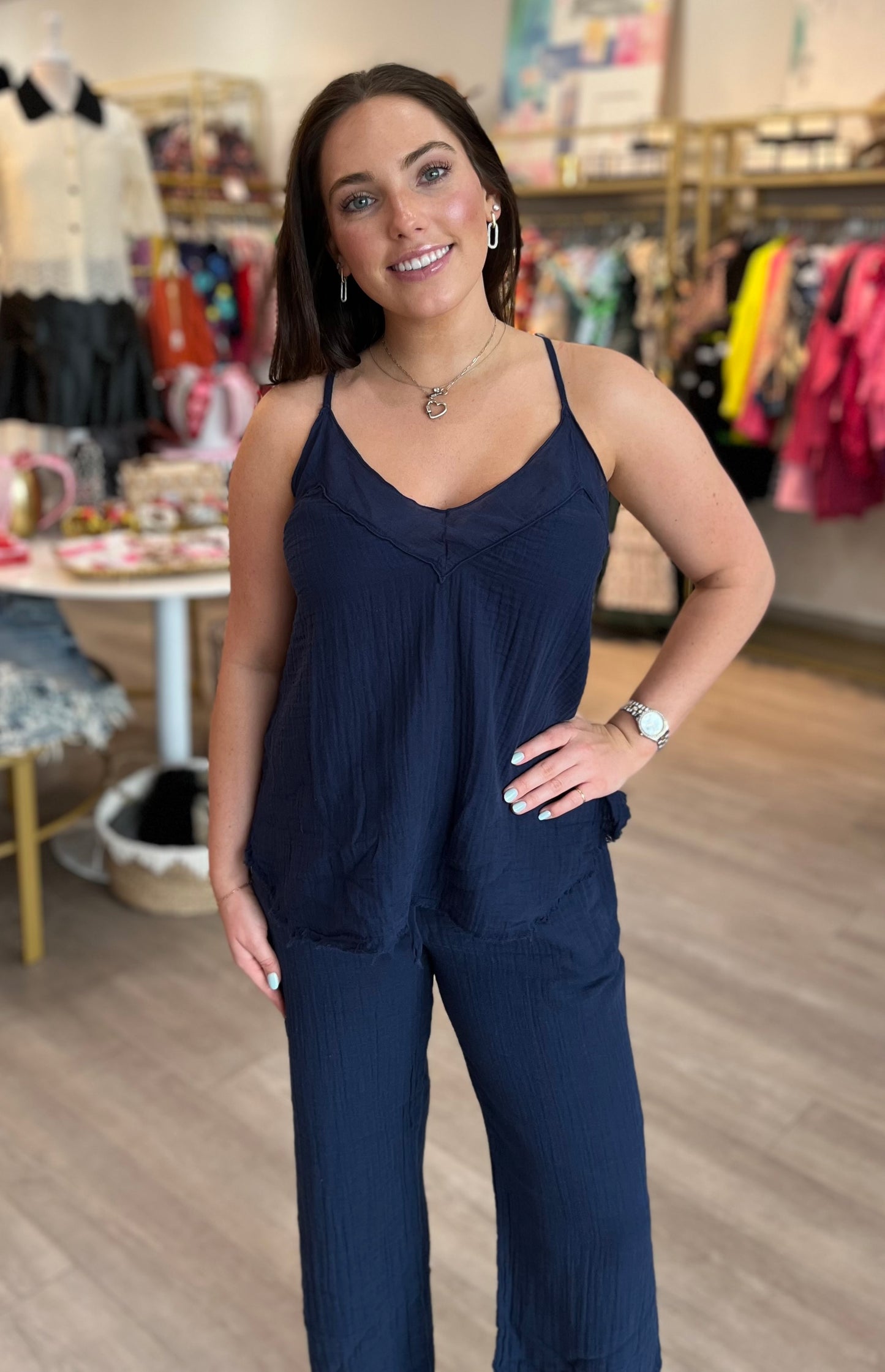 Gazue Cami in Navy