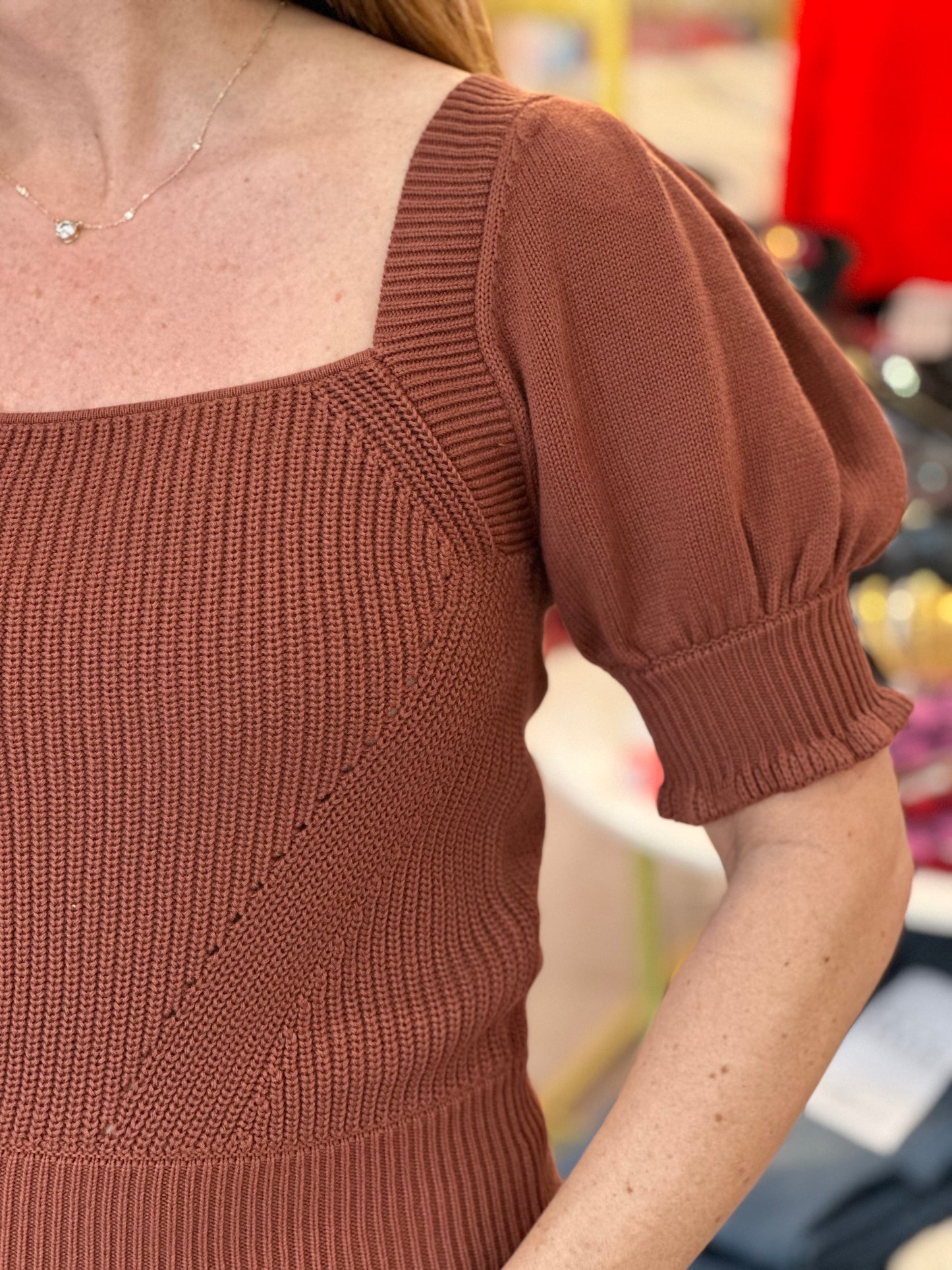 Mozart Square Neck Sweater in Chocolate