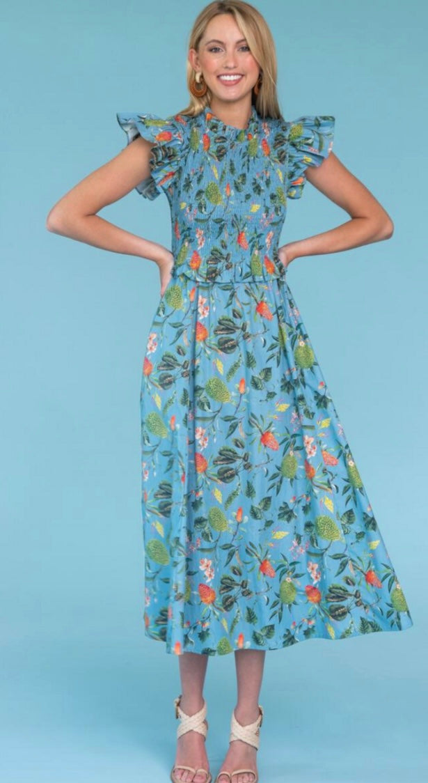 Lila Dress in Tropical Mist