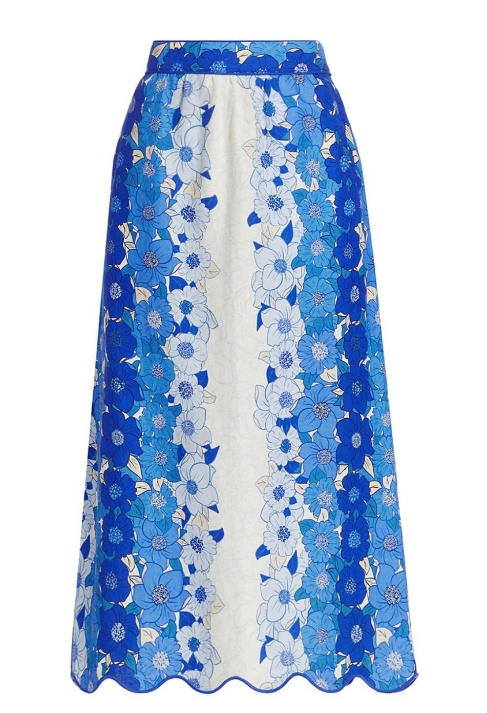 Flower Stripe Midi Skirt