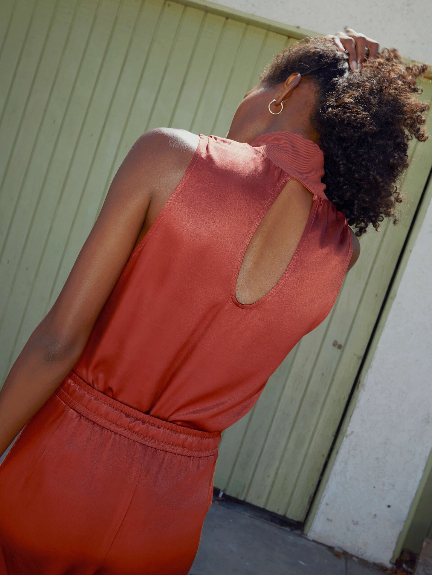 Danielle Mock Neck Tank in Rust