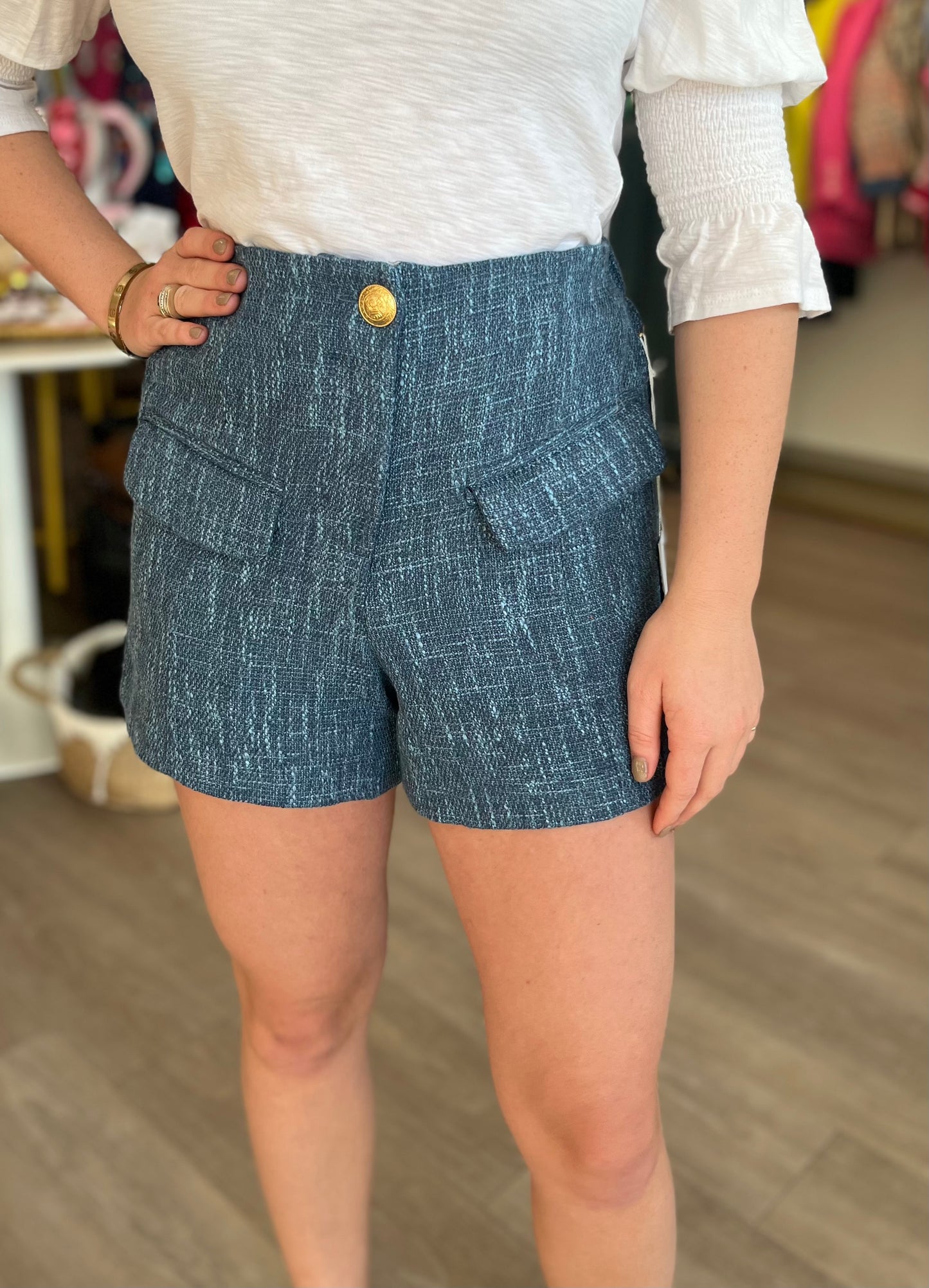 Parker Tweed Short in Blue