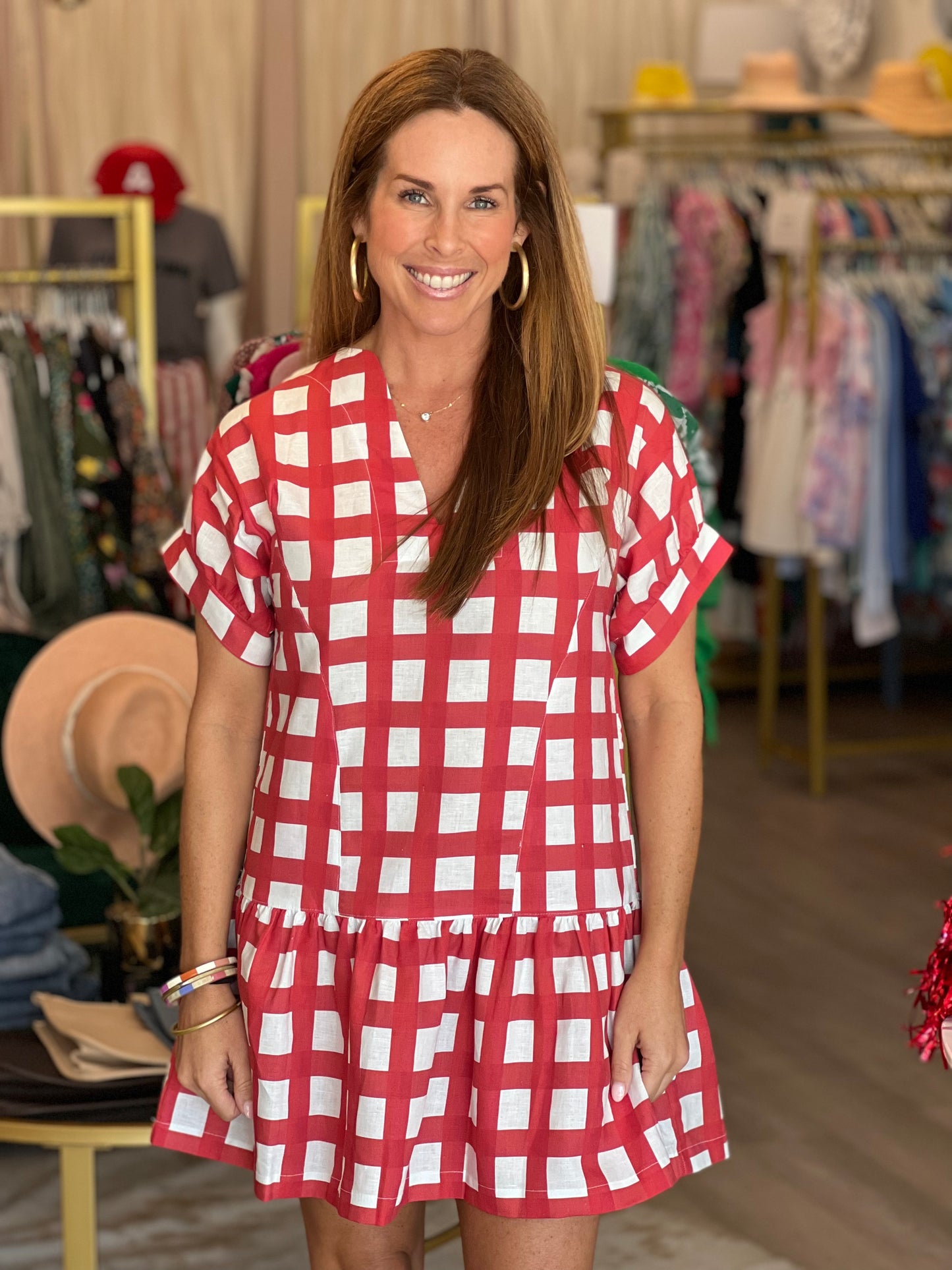 Lucy Dress in Red Gingham