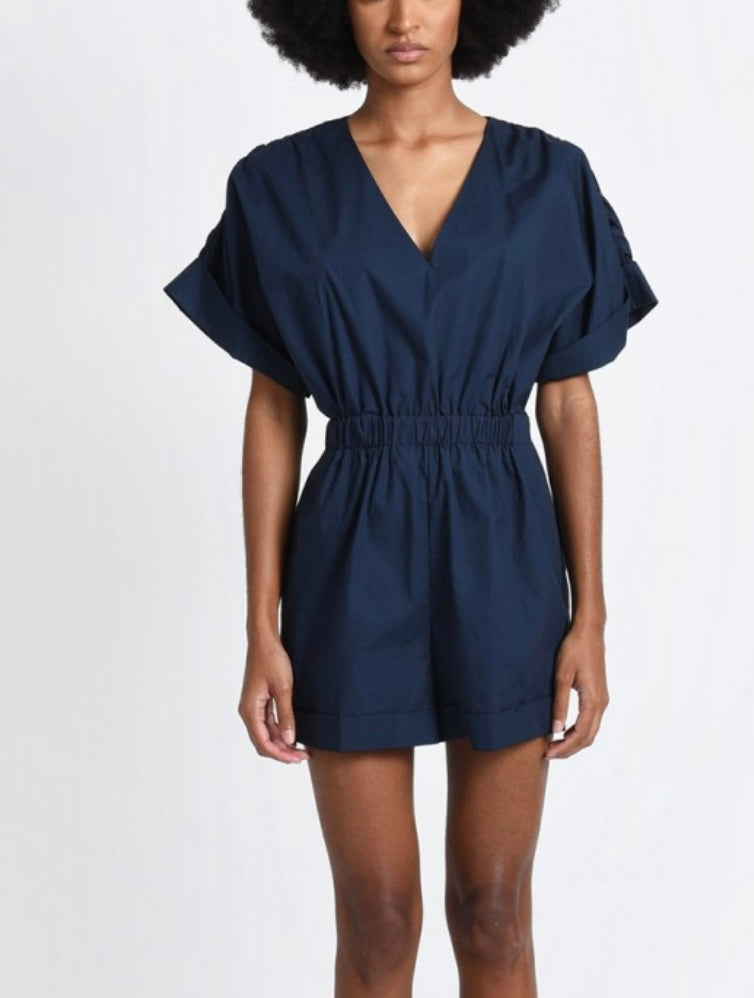 Short Sleeve Romper in Navy