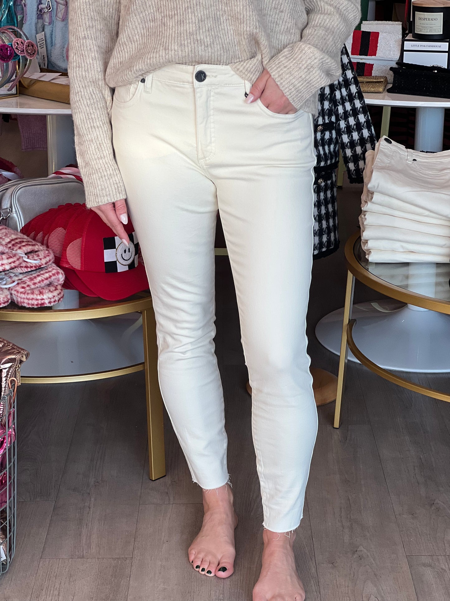 Connie High Rise Ankle in Cream