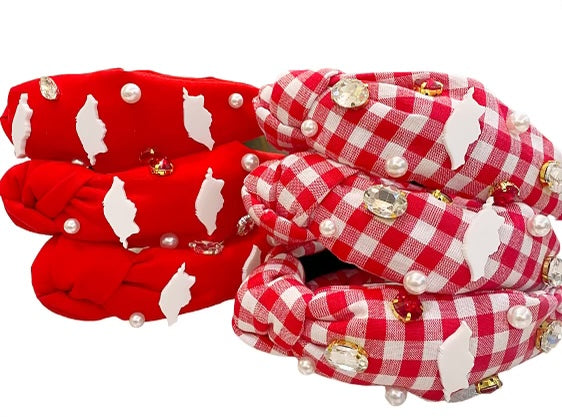 Red/White Check Razorback Headband