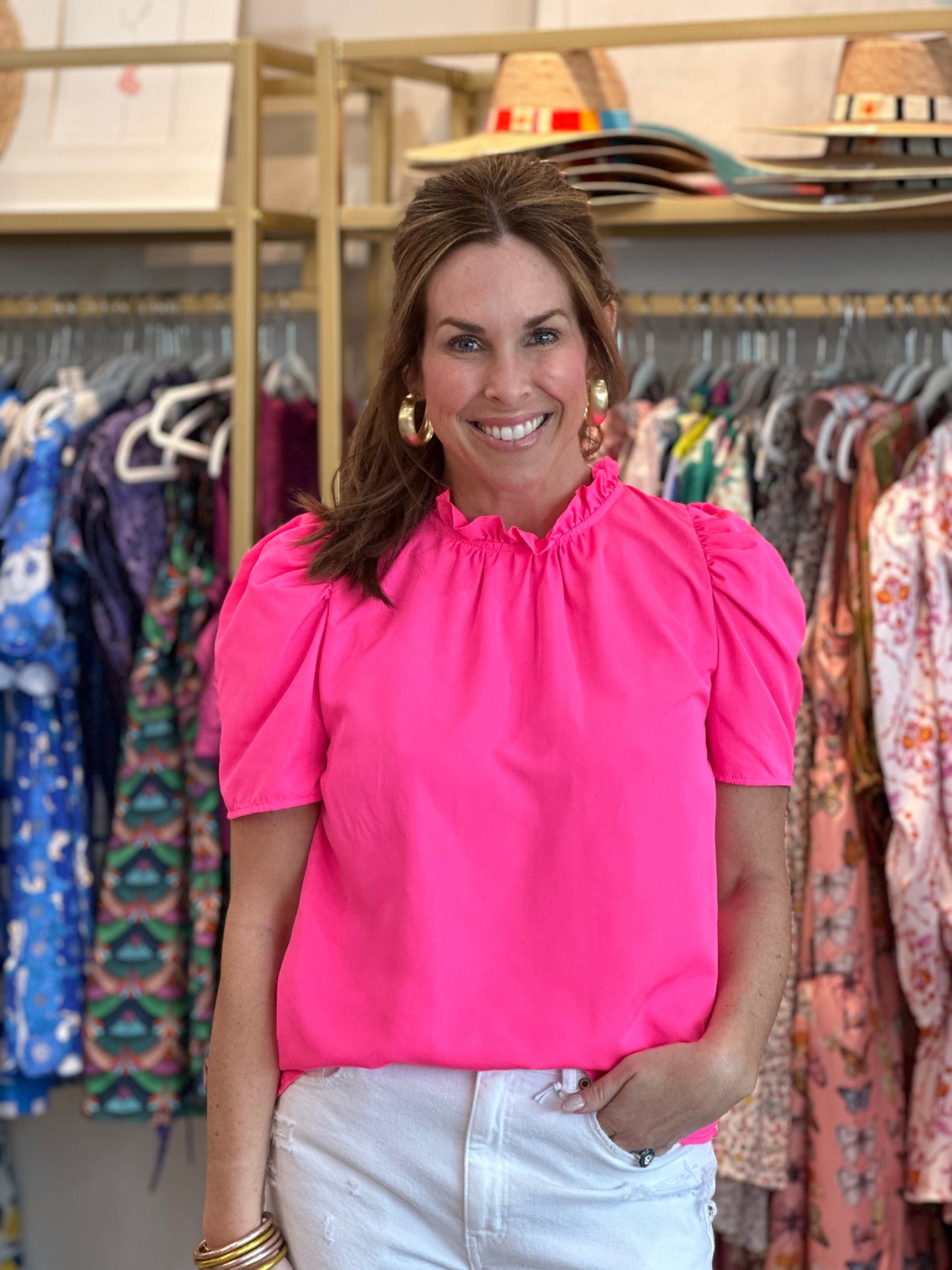 Hot Pink Short Sleeved Top
