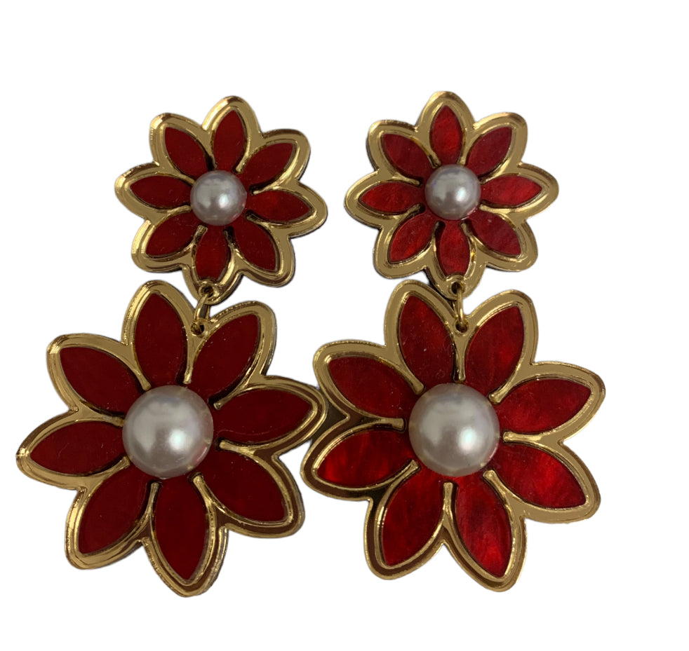Red Daisy Earring