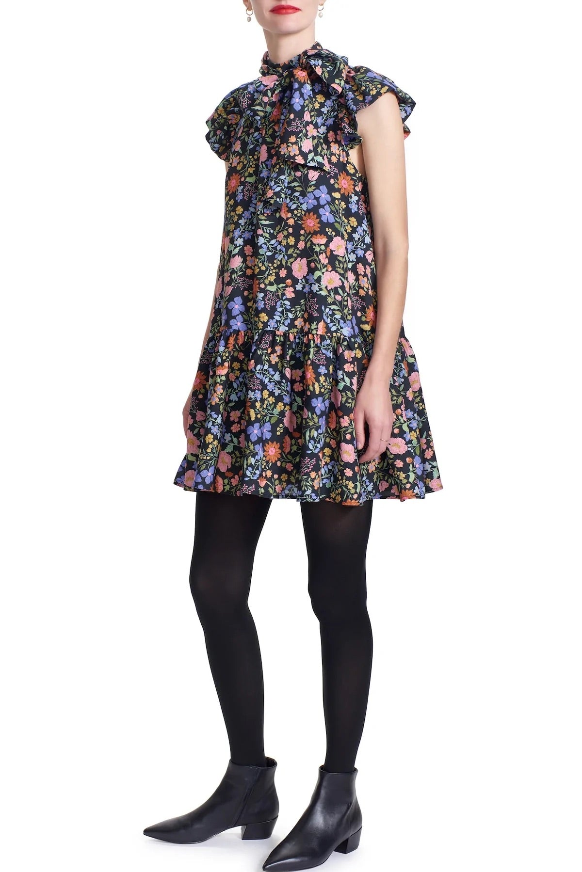 Charlotte Mini Dress in Black Floral
