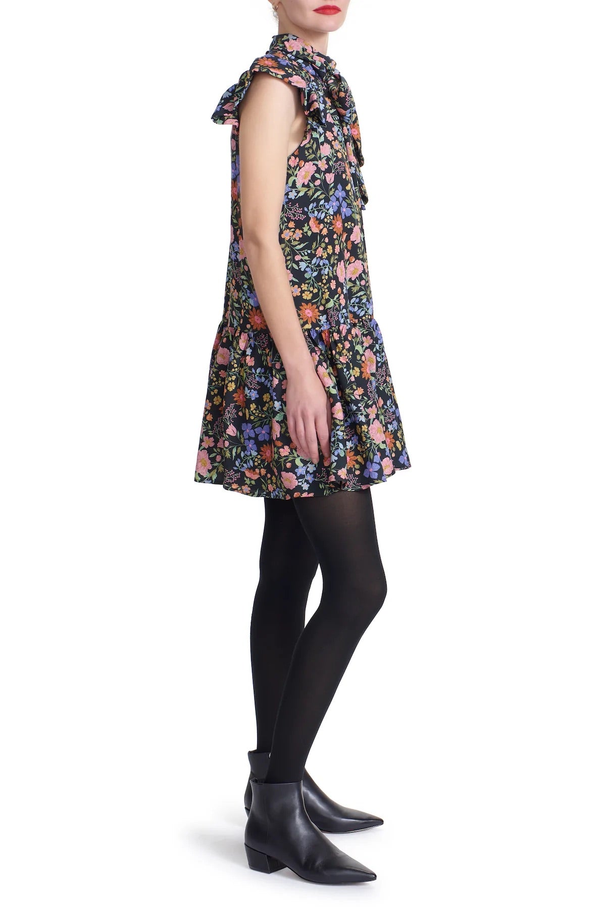 Charlotte Mini Dress in Black Floral