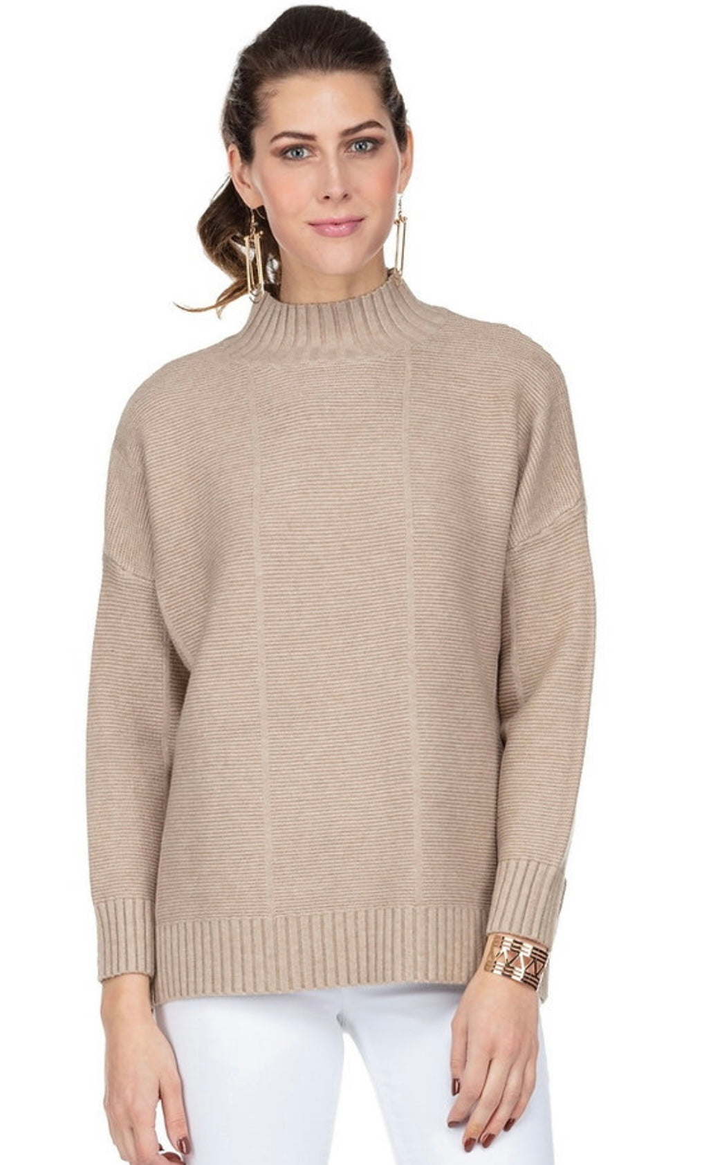 Mock Neck Pullover in Oatmeal