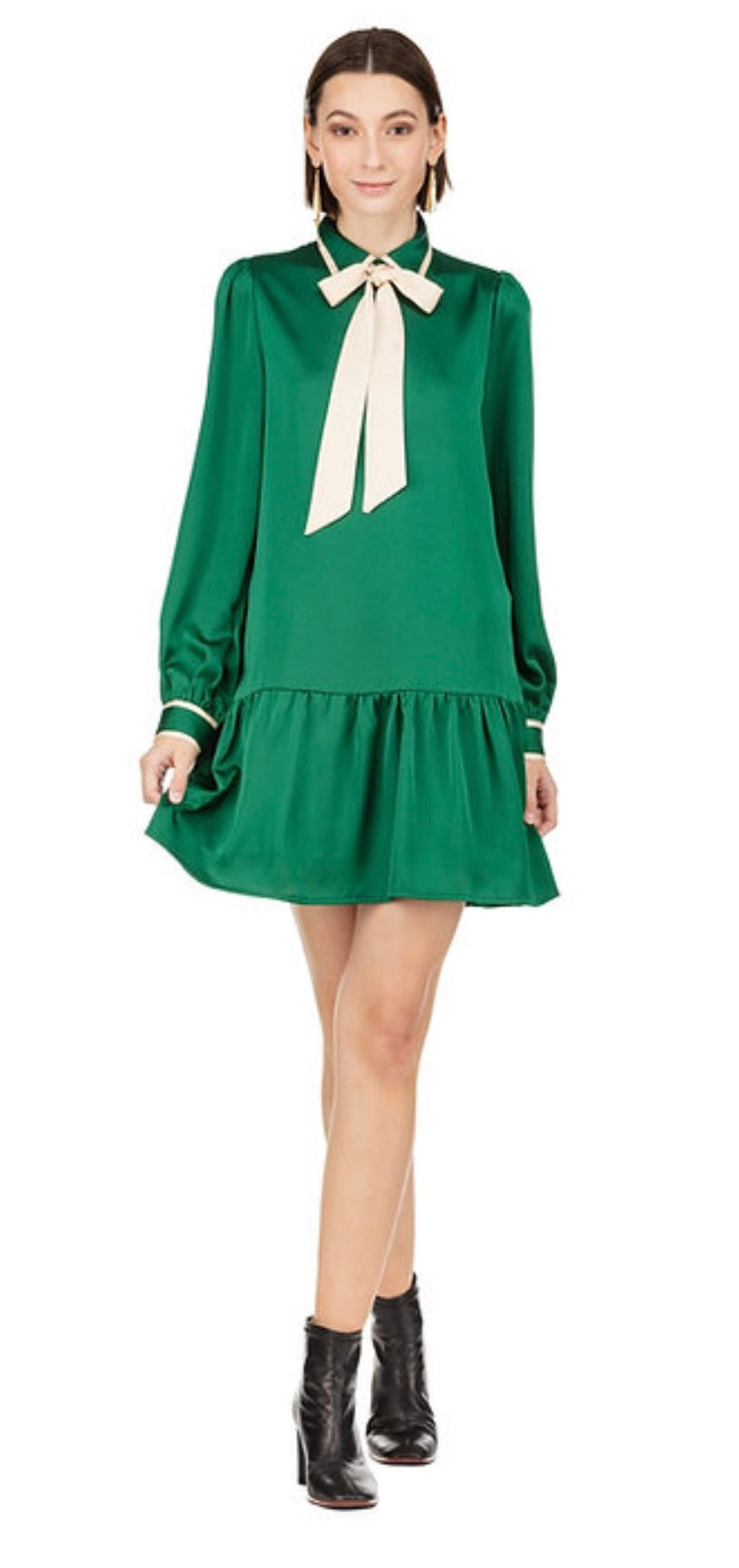 Fall Green Trimmed Dress