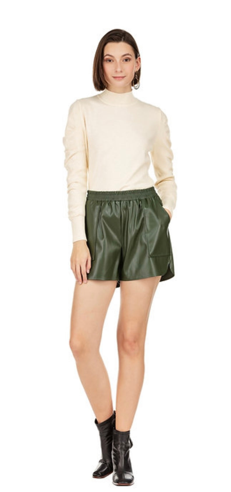 Faux Leather Short in Loden