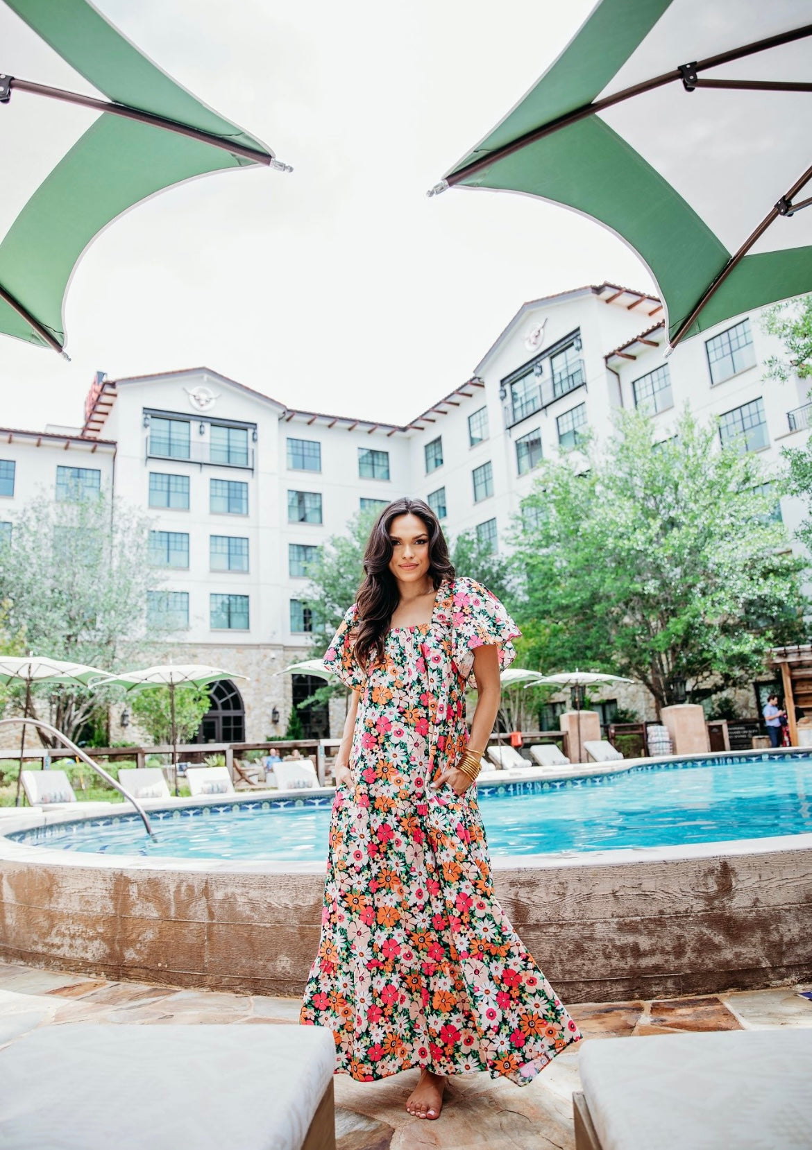 Fall Floral Square Neck Maxi Dress