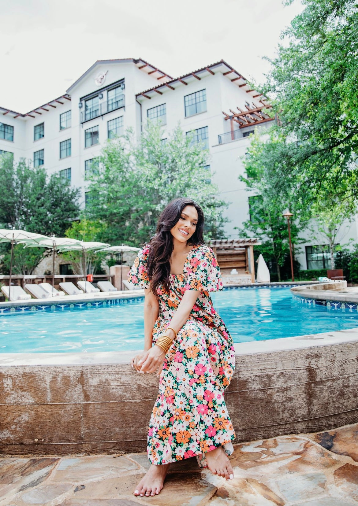 Fall Floral Square Neck Maxi Dress